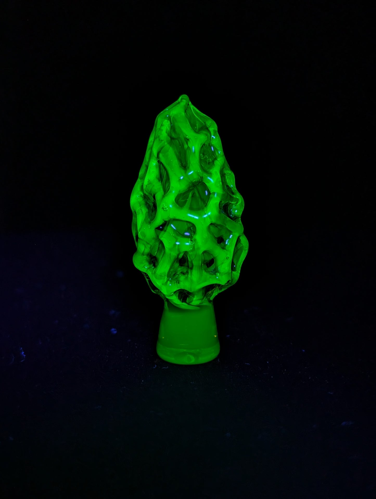 Uranium Glass morel sculpture