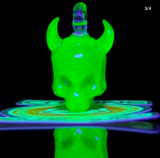 Uranium glass devil skull pendant